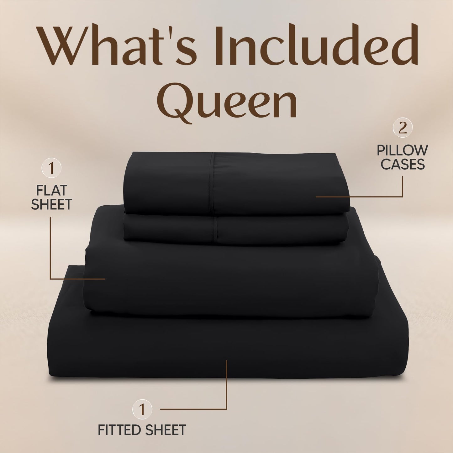 Utopia Bedding Queen Size Sheet Set – 4 Piece Bed Sheets, Soft and Breathable Microfiber, Includes 1 Fitted Sheet, 1 Flat Sheet and 2 Pillowcases – Oeko Tex (Black)