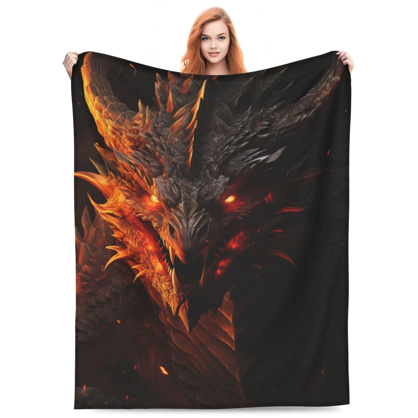 amepay Horror Fire Dragon Blanket Gifts for Adults Boys Flannel Throw Blankets Soft Comfy Lightweight for Home Decor Couch Bed Sofa 60x50 Inches