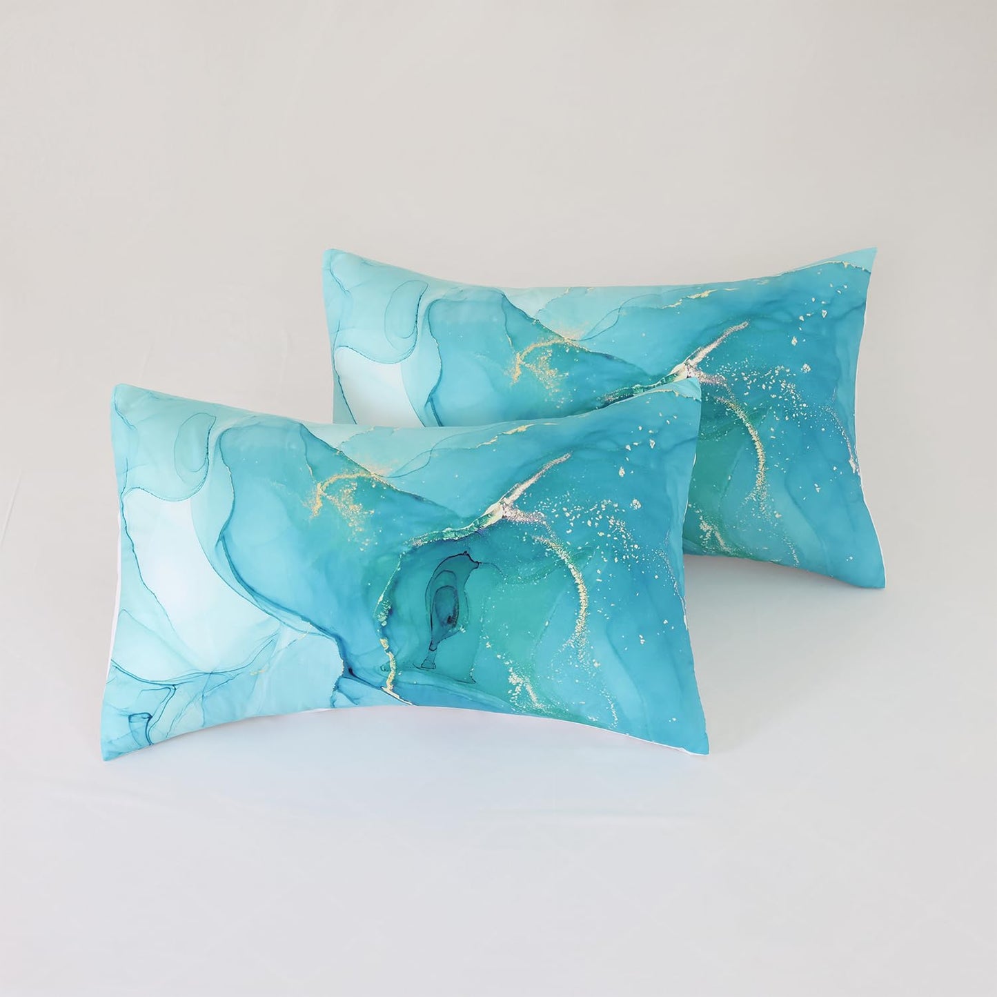 VTKON Kids Twin Blue Marble Sheets Set Aesthetic Blue Gold Marble Bedding Set Boys Girls Soft Microfiber Bed Sheet Includes 1 Fittde Sheet, 1 Flat Sheet and 1 Pillowcase