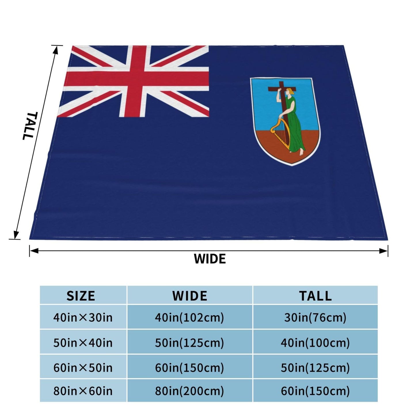Montserrat Classic Flag Blanket Super Soft Flannel Blanket Comfy Couch Lightweight Blankets Warm Plush Throw Blankets for Couch, Bed, Sofa Cozy for All Seasons 80"X60"