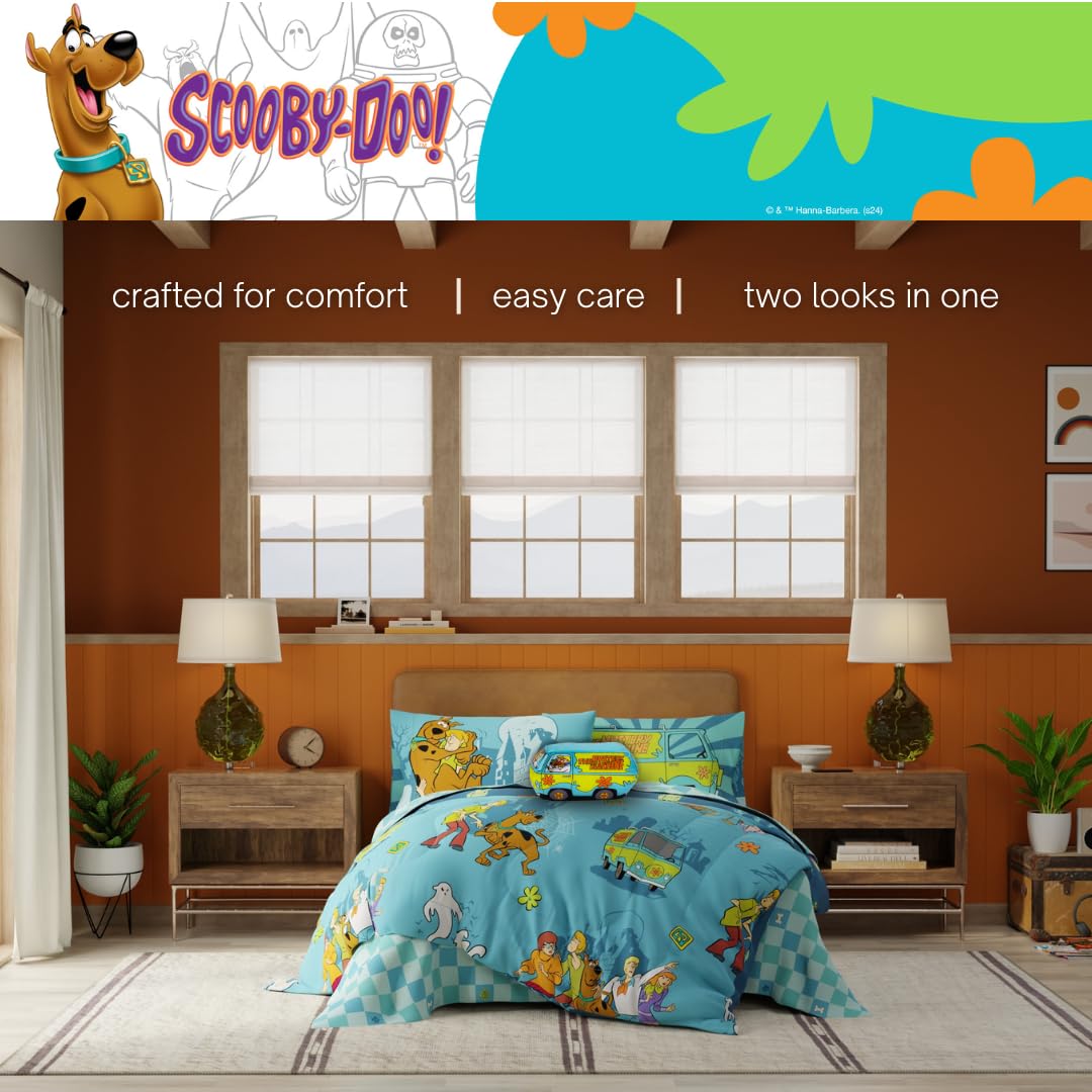 Franco Scooby Doo Scoobtober Bedding 7 Piece Super Soft Reversible Comforter and Sheet Set with Sham, Full, (Officially Licensed Product)