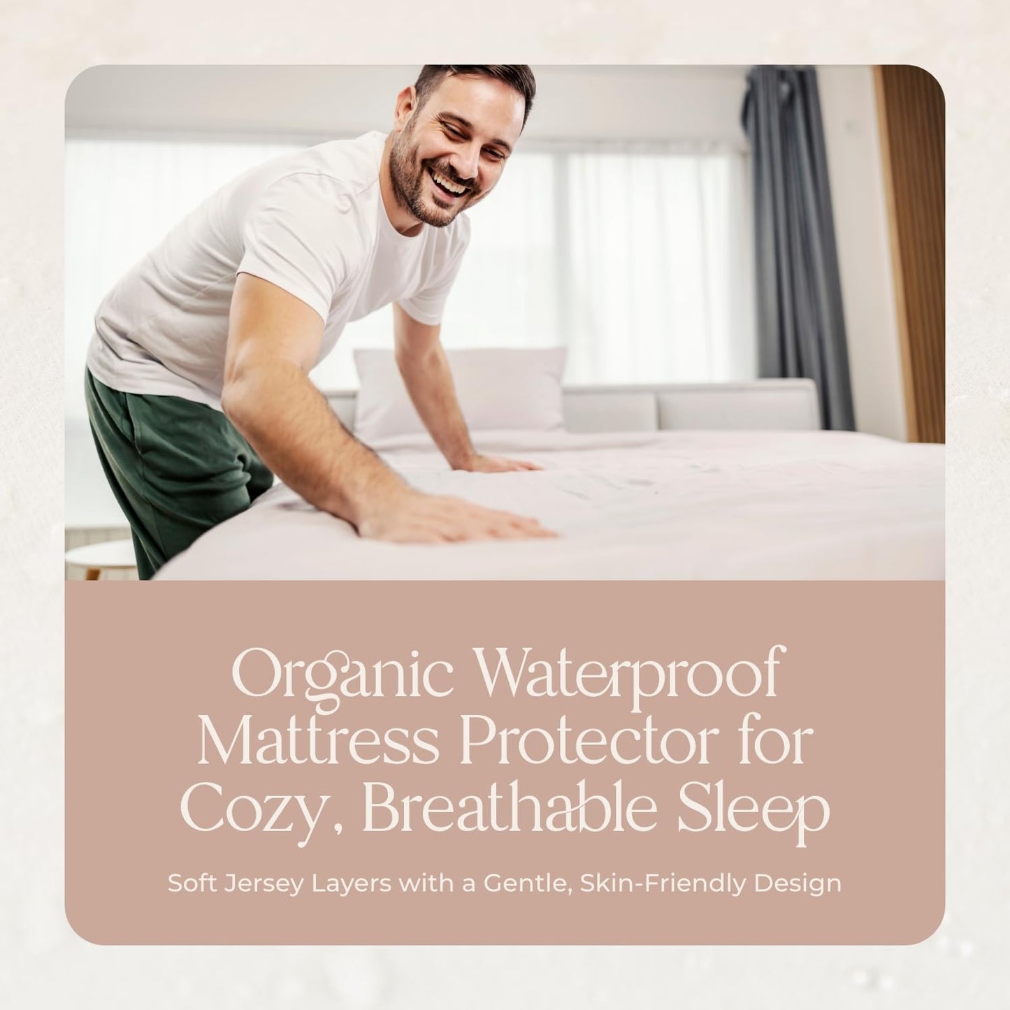 Organic Waterproof Mattress Protector King Size - 100% Waterproof Mattress Pad with Quiet & Breathable Triple Layer Protection - Fairtrade & GOTS Certified Durable Machine Washable Design (King)