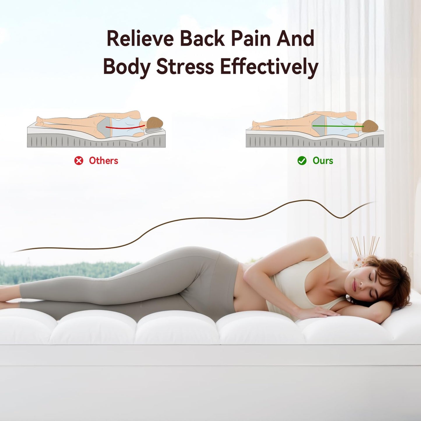 ABENE Twin Size Mattress Topper for Back Pain Relief, Extra Thick Mattress Pad Pillowtop, Soft Plush Mattress Cover Bed Topper with Deep Pocket, Overfilled Down Alternative Filling, White