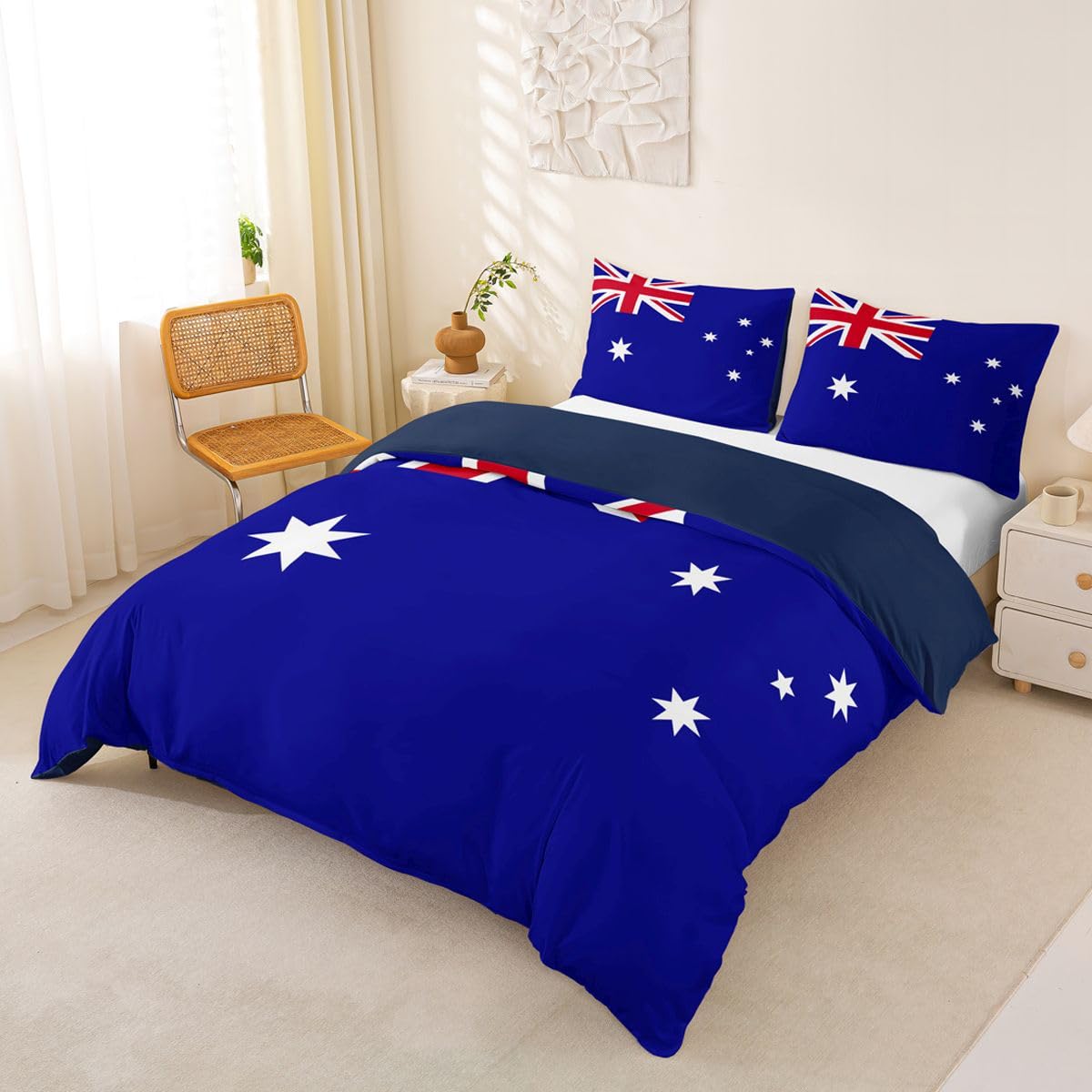 Feelyou Australia Duvet Cover Full Size Boys Girls Australian Flag Bedding Set Breathable Soft International Flag Comforter Cover 3Pcs Soccer Sports Game Bedroom Decor