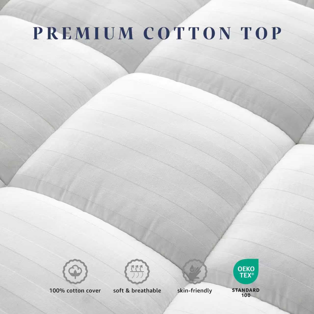 Queen Mattress Topper for Back Pain Relief, Ultra Soft Pillow Top Mattress Pad with 100% Breathable Cotton Top, 8-22" Deep Pocket Skirt, Cooling Quilted Mattress Protector (60 x 80 Inches, White)