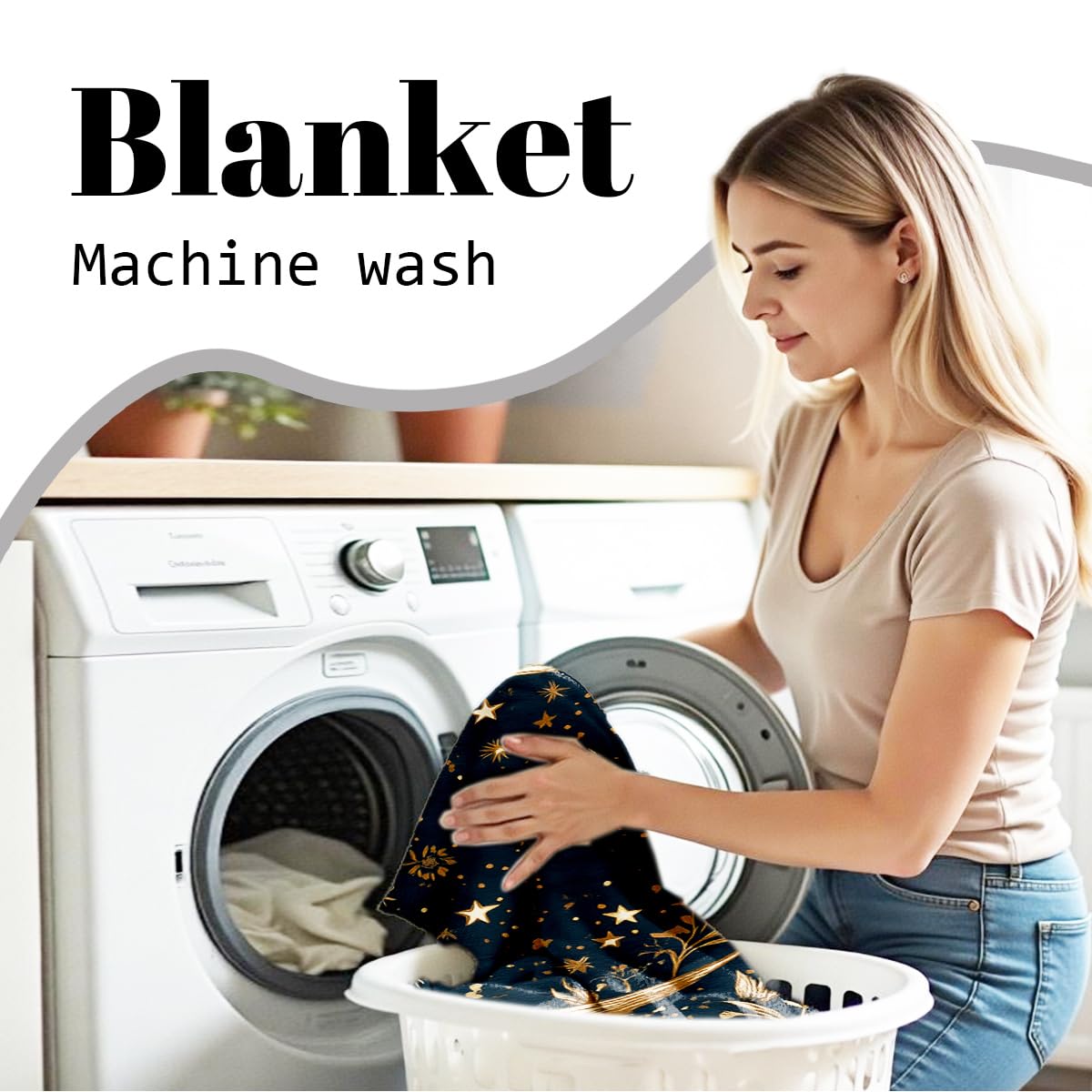 HUNXIAOJ Celestial Throw Blanket for Couch Bed Sun Moon Floral Print Flannel Blanket Celestial Gifts Astrology Throw Mystical Bedroom Home Decor (59"x78")