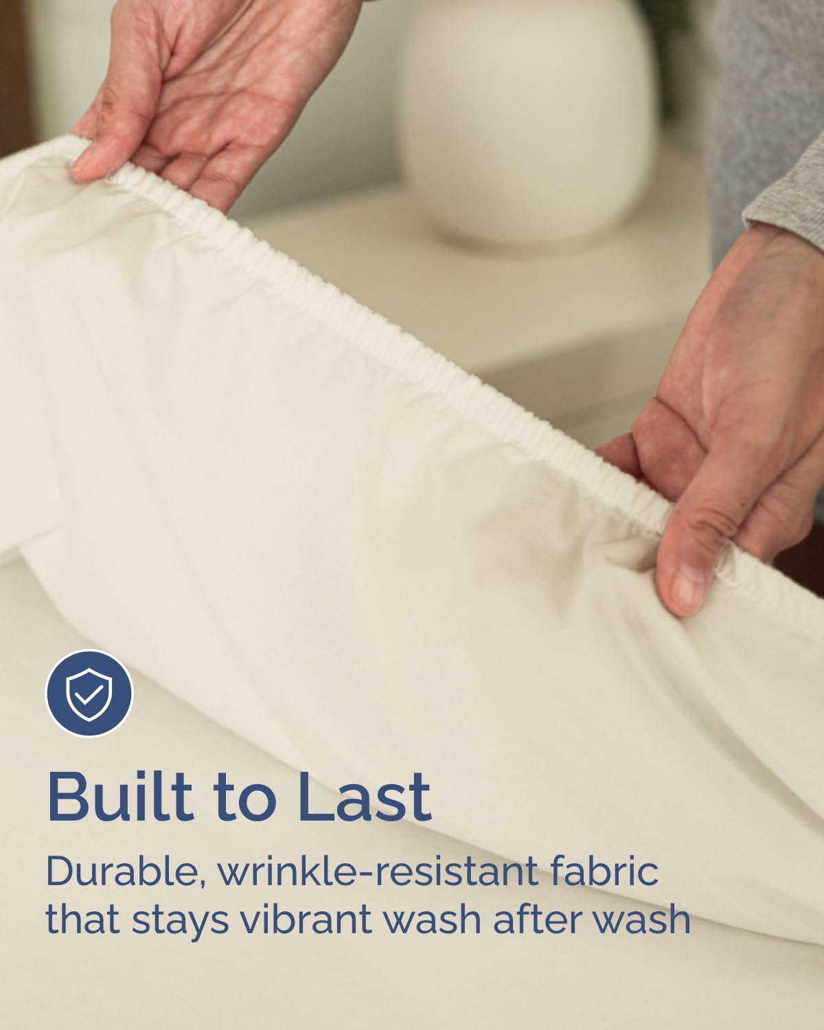 Full Size Fitted Bed Sheet - Pack of 2 Single Fitted Bottom Sheet Only - Fits Mattress Up to 16" Deep Pockets - Extra Soft, Breathable & Cooling - Hotel Quality, Shrink and Wrinkle Free - Off White