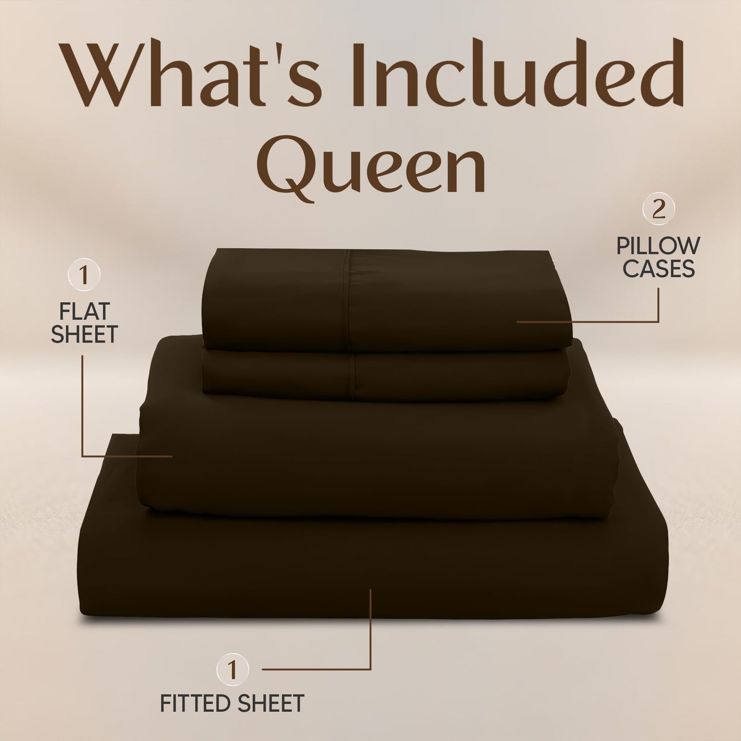 Utopia Bedding Queen Size Sheet Set – 4 Piece Bed Sheets, Soft and Breathable Microfiber, Includes 1 Fitted Sheet, 1 Flat Sheet and 2 Pillowcases – Oeko Tex (Brown)