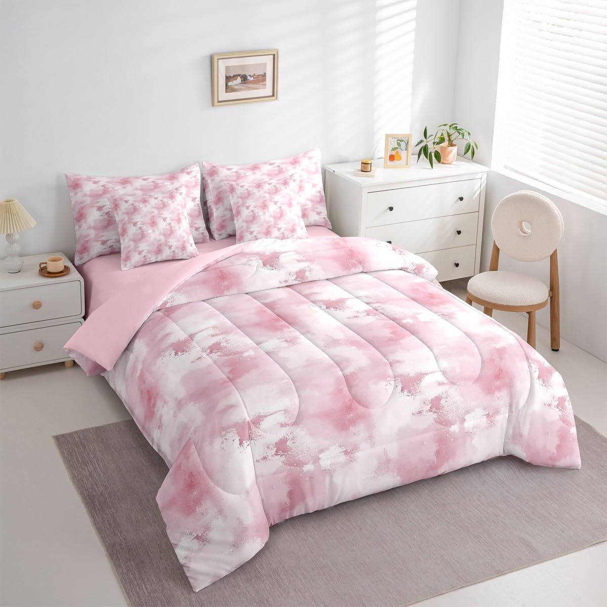 jejeloiu Abstract Twin Comforter Set with Sheets for Kids Boys Girls Tie Dye 7 Pieces Bedding Set Bohemian Gypsy Bed in a Bag Psychedelic Room Decor Cute Soft Lightweight Microfiber