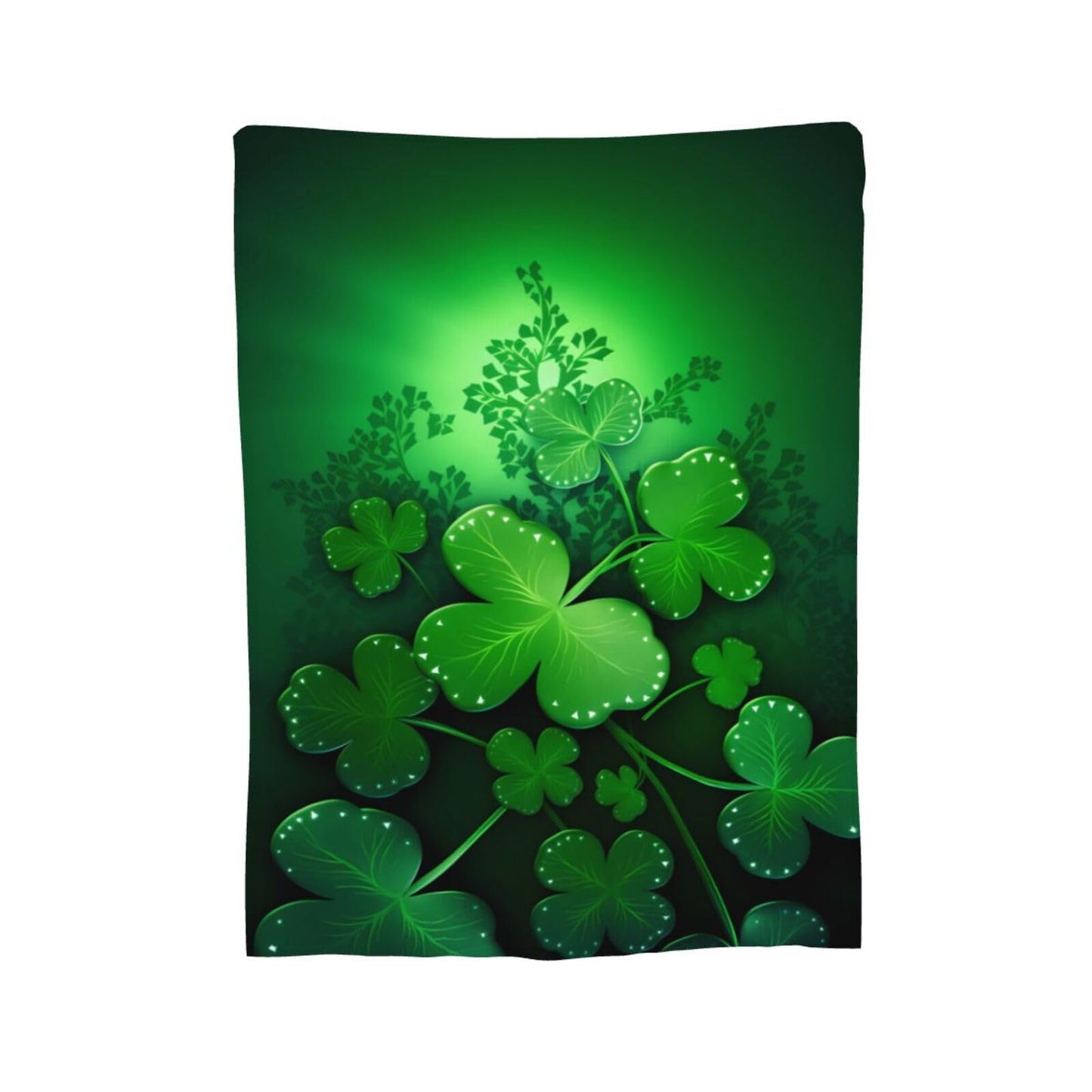 Dewoofly Green Clover Leaves Washable Fleece Throw Blankets, Saint Patricks Day Blanket for Bed Couch Sofa, All Seasons Home Camper Travel 60"x50"