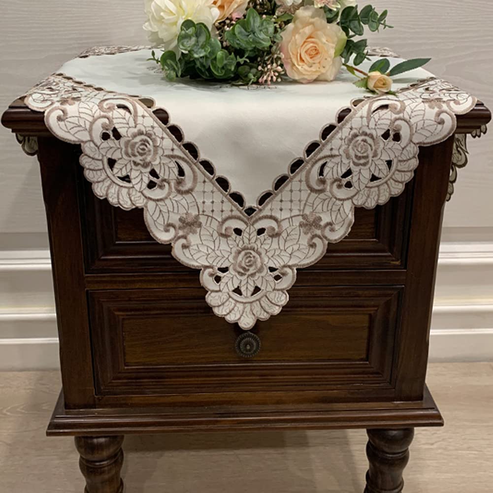 MULBESS Square Tablecloth - Stain Resistant Spillproof Flower Embroidered Washable Table Cloth Lace Tablecloths for Dining Room Kitchen Home Decor (Square, 33 X 33 inch)