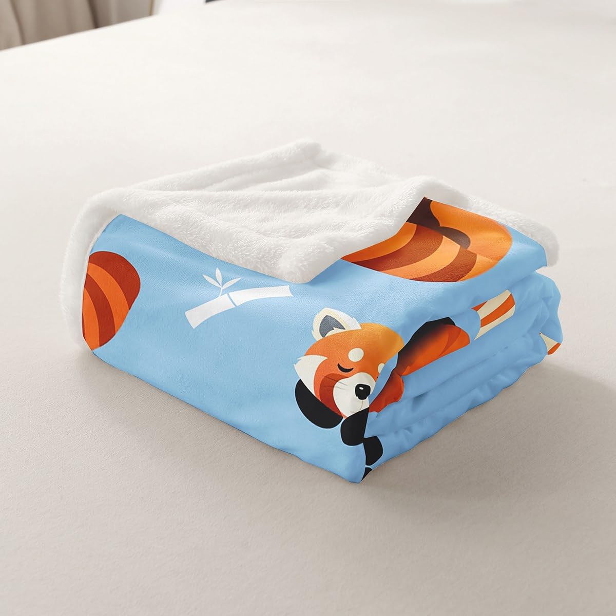 Feelyou Red Panda Fuzzy Throw Blanket Cute Animal Pattern Blanket for Kids Boys Girls Cartoon Panda Printed Fleece Blankets Wildlife Style Plush Blankets 50" x 60"
