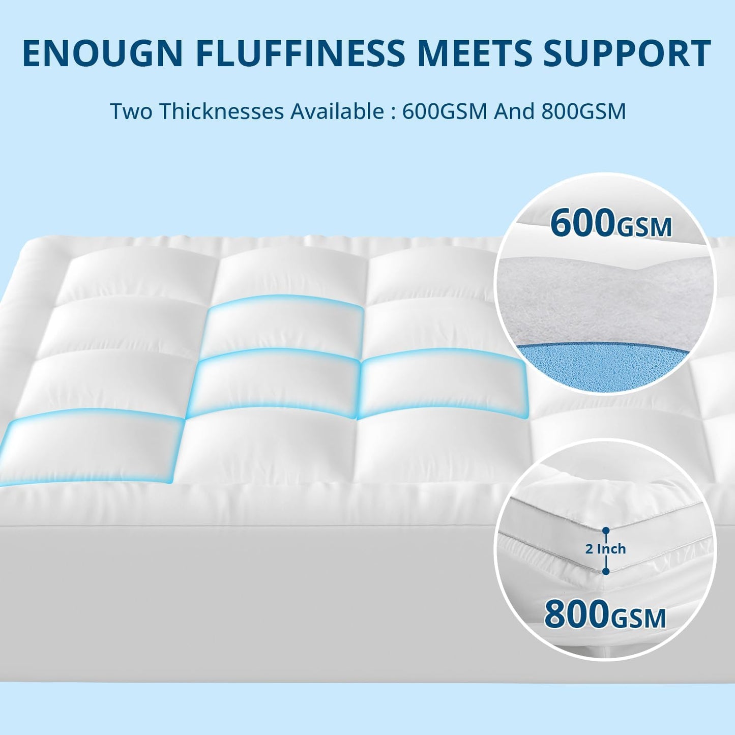 YUGYVOB Mattress Pad Extra Thick, Cooling, and Breathable Full Size Mattress Topper 8-21" Deep Pocket Soft Down Alternative Fill