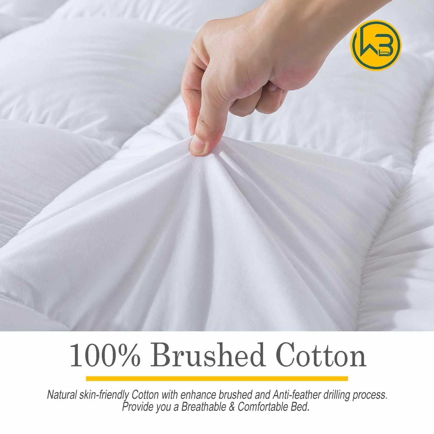 WhatsBedding 3 Inch Feather Bed Mattress Topper,Duck Feather Memory Foam Mattress Topper,Thickened Topper Layer,Twin
