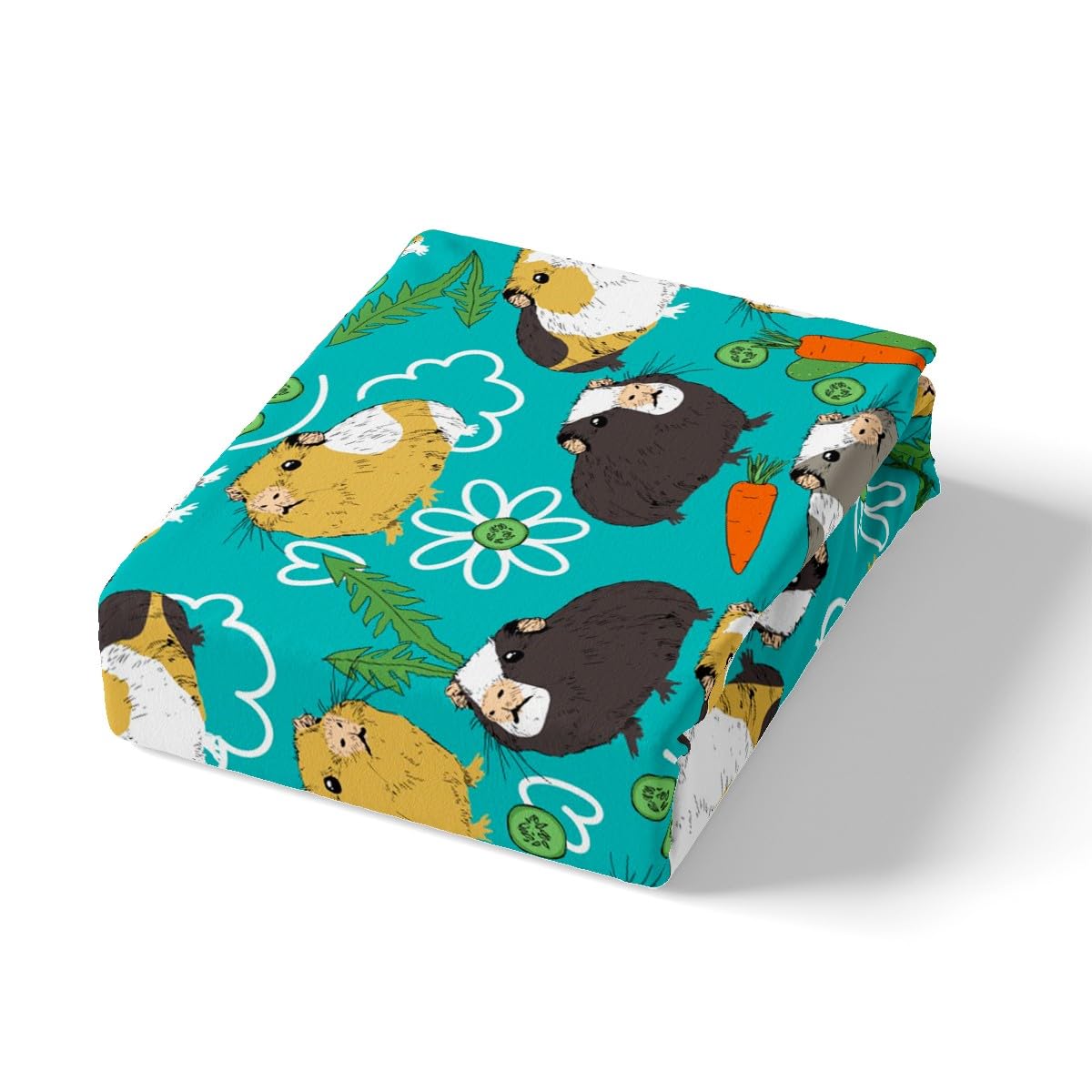 Feelyou Cartoon Hamster Bedding Set for Girls Boys Cute Guinea Pig Children Bed Sheet Set Decorative Pet Animal Theme Fitted Sheet Carrot Vegetable Bed Cover 2Pcs with 1 Pillowcase Twin Size