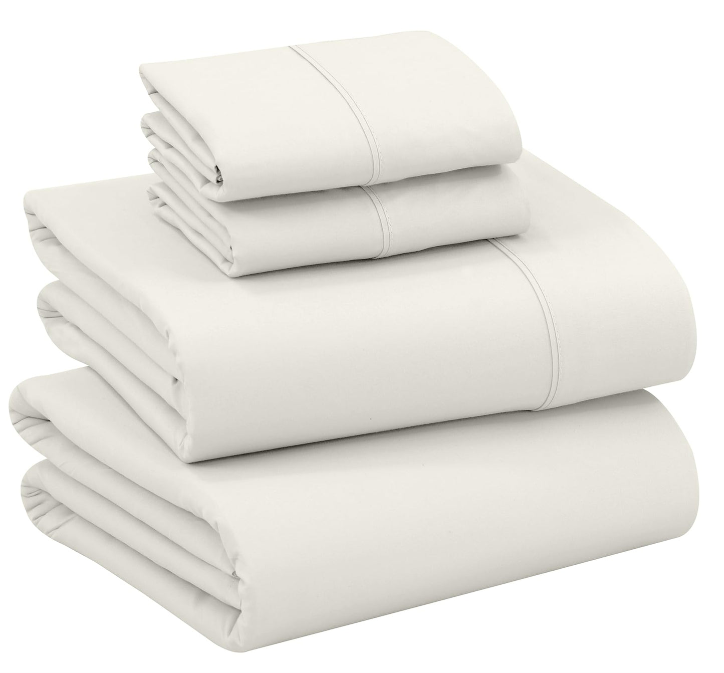 RUVANTI 100% Cotton Percale Sheets Queen Size – Crisp Cooling Bed Sheets for Hot Sleepers, Deep Pocket 16”, Soft Breathable & Durable Hotel-Style 4 Piece Set, Ivory