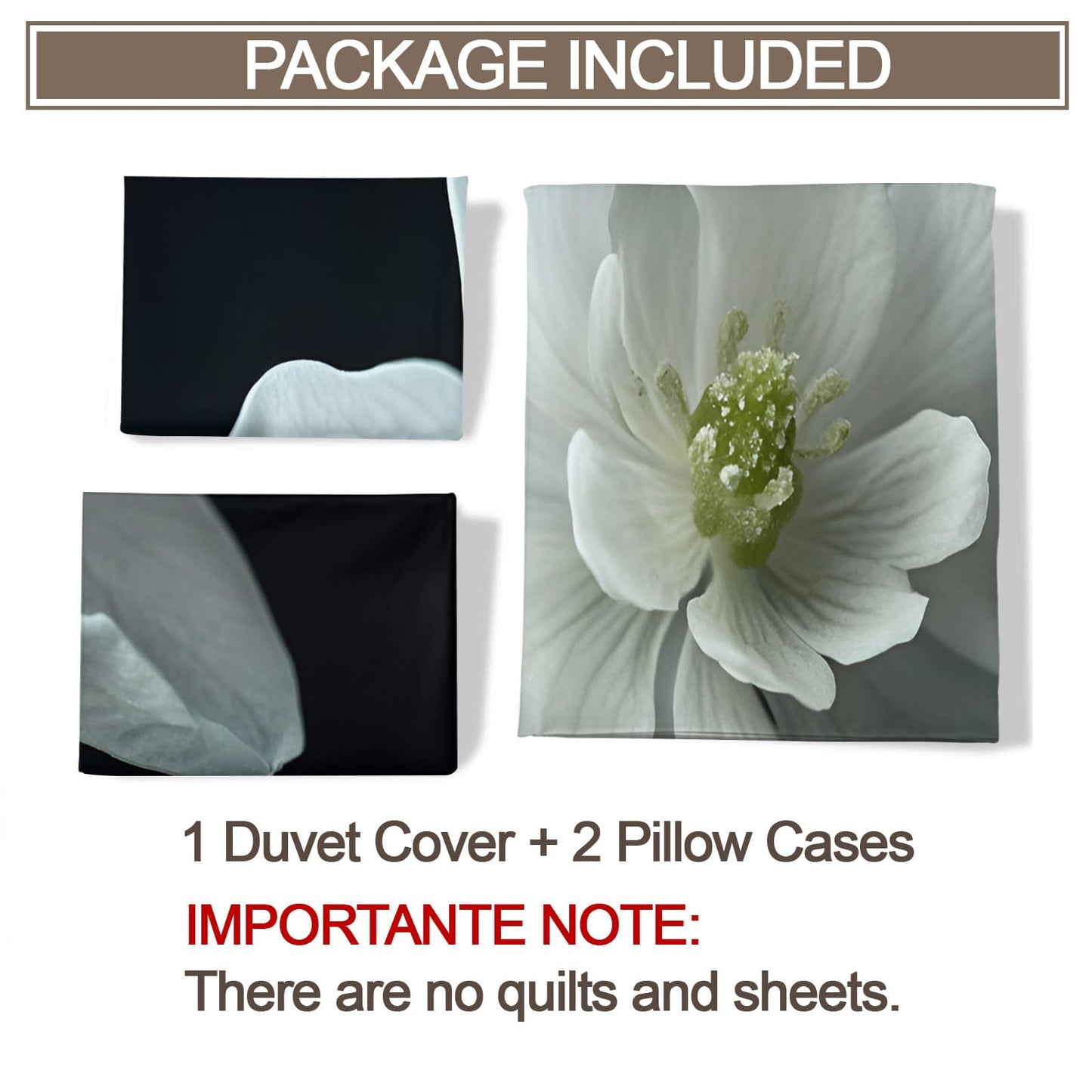 PAISUOQ White Flower Duvet Cover Queen Size, European Florals Bedding Sets, 3 Piece, Soft Microfiber Patterned Comforter Cover with Zipper Ties & 2 Pillowcase, Nordic Simple Bedroom Decor & Gifts