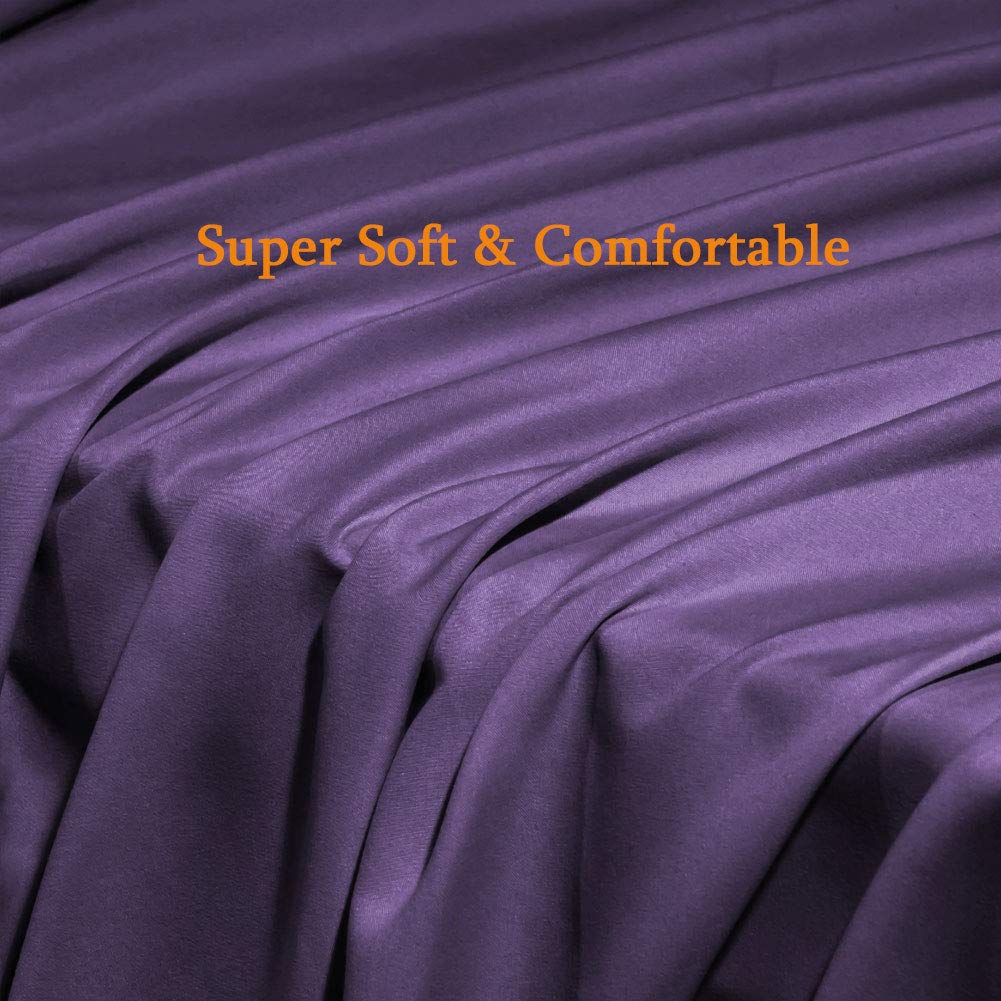 SONORO KATE Bed Sheet Set Super Soft Microfiber 1800 Series Luxury Egyptian Sheets Fit 18-24 Inch Deep Pocket Mattress Wrinkle-6 Piece (Purple, Queen)