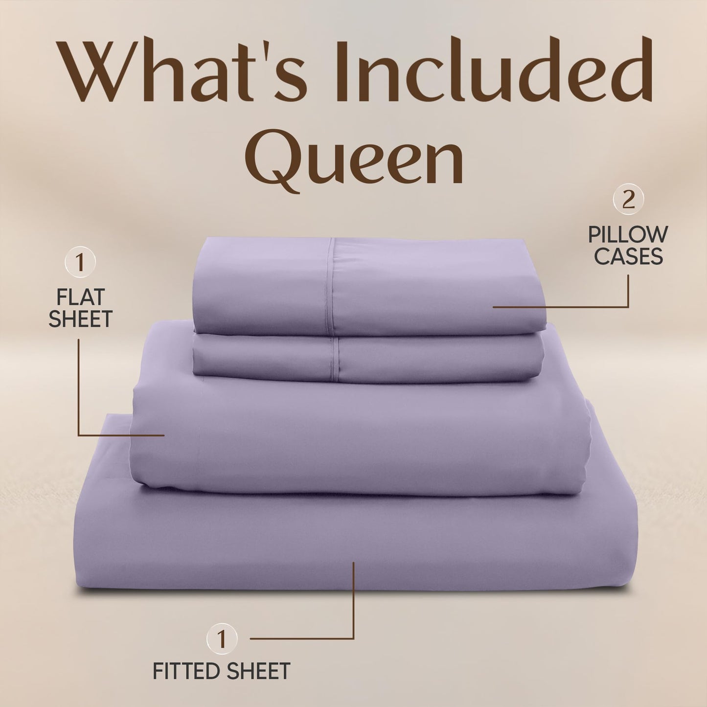 Utopia Bedding Queen Size Sheet Set – 4 Piece Bed Sheets, Soft and Breathable Microfiber, Includes 1 Fitted Sheet, 1 Flat Sheet and 2 Pillowcases – Oeko Tex (Lavender)