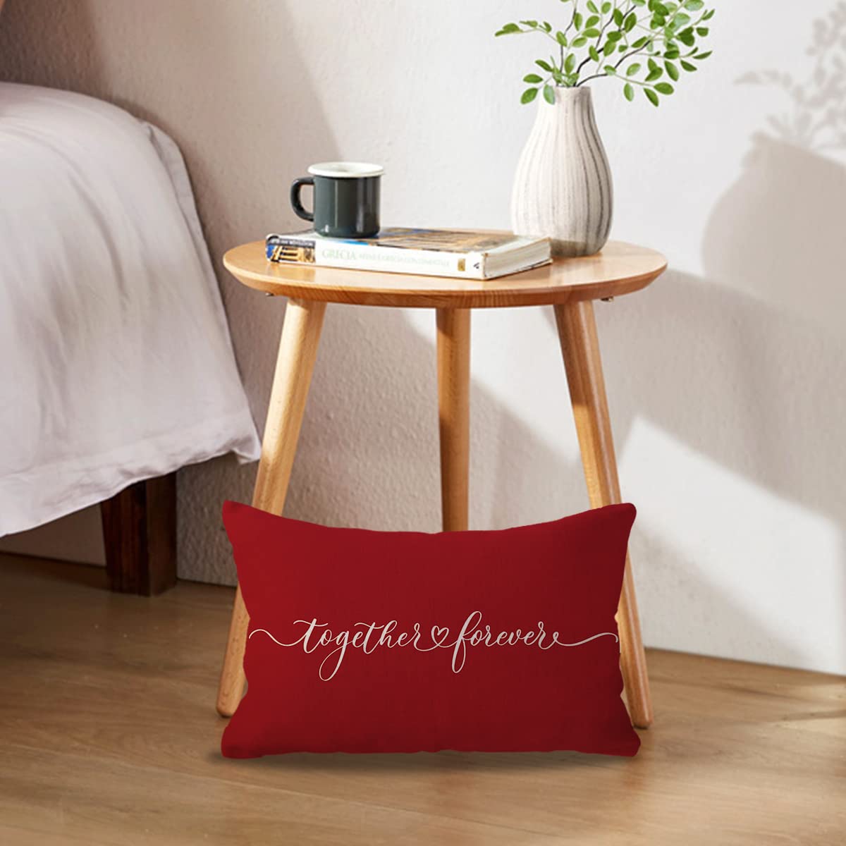 I Love You More Lumbar Throw Pillow Covers Together Forever Gift for Couples/Anniversary/Wedding/Engagement Valentine's Day Love Pillow Cases 12 x 20 Inch Set of 2 for Sofa Bed Couch(Red)