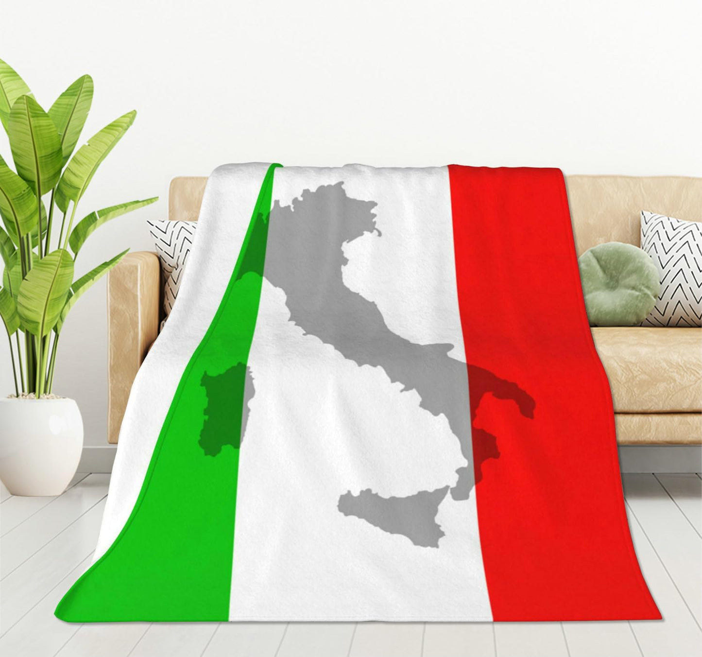 HGOD DESIGNS Italian Flag Blanket,The Contour of Italian Territory is Printed on The Flag Decor Blankets Soft Warm Throw for Women Birthday, Home Living Room Decoration 40"x50"