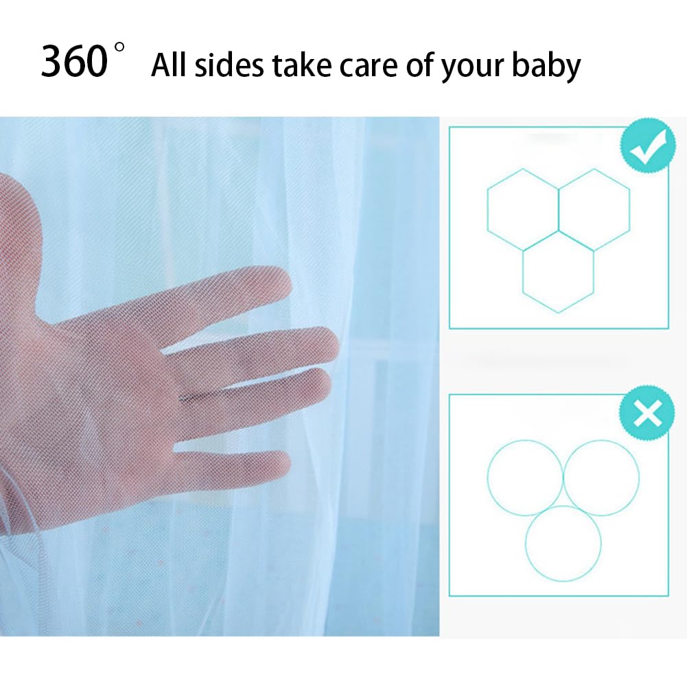 haozaikeji Baby Crib Mosquito Net Breathable Crib Canopy Netting Baby Bed Cot Mosquito Net Hanging Dome Canopy (Without Stand)