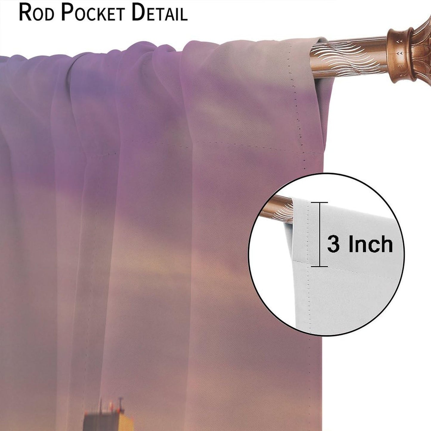JADERYS Cityscape Curtains City Building Skyline Dreamy Purple Sky Sunset View Art Print for Bedroom Living Room Kitchen Blackout Rod Pocket Decoration Window Drapes 2 Panels W21xL45in