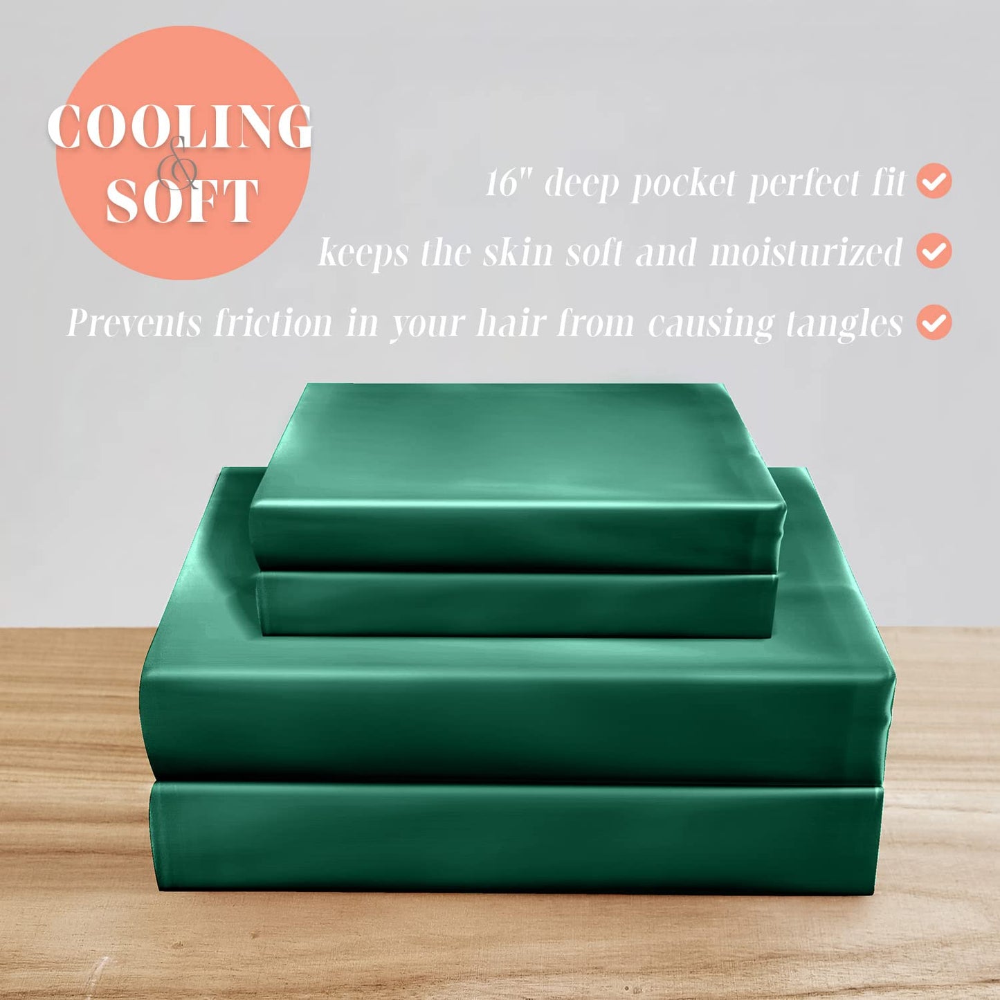 Elegant Comfort Luxurious 4-Piece Silky Satin Sheet Set, Skin and Hair Friendly, Wrinkle, Fade, Stain Resistant with Deep Pockets Fitted Sheet, Cooling Soft Satin Sheet Set, Twin XL, Hunter Green
