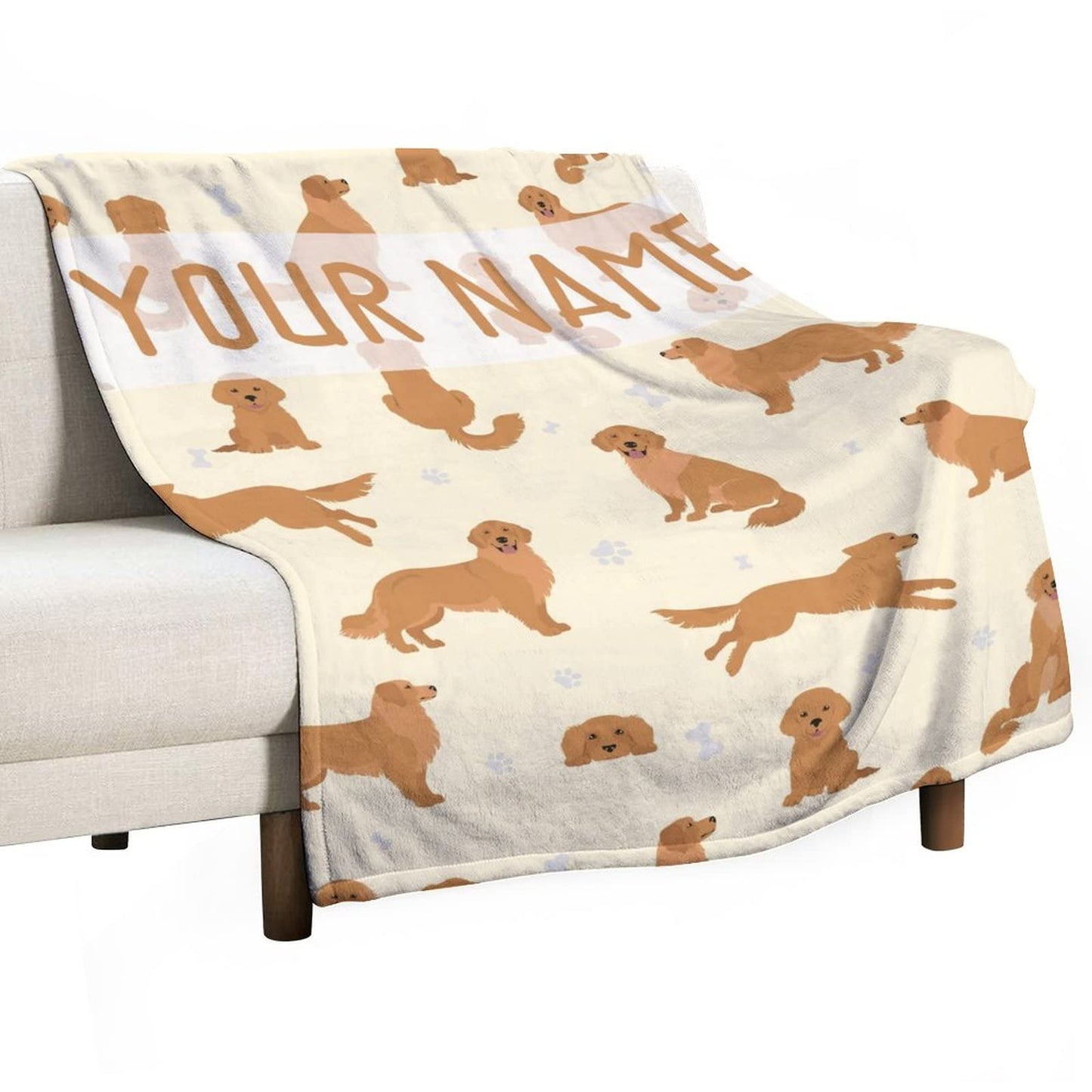 AIOMXZZ Personalized Golden Retriever Blanket Gifts with Text Name, 60"x80" Dog Pattern Flannel Fleece Throw Blanket Soft, Lightweight, Comfortable, Warm Golden Retriever Blanket for Adults Kids