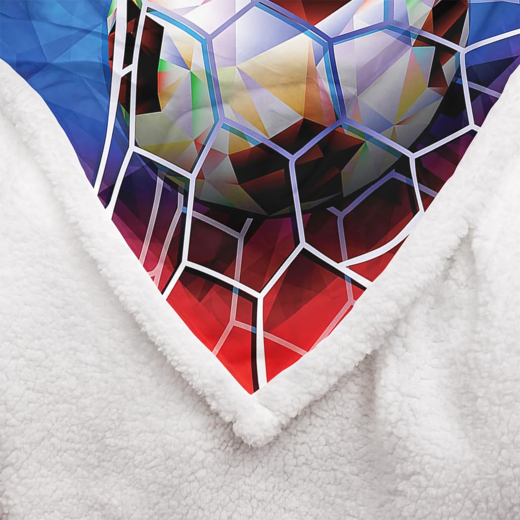 YISUEMEI Colorful Soccer Sherpa Blanket, Soft and Plush Cool 3D Printing Pattern Fleece Throw Blanket for Teenage Boys and Girls, 60x80 Inches
