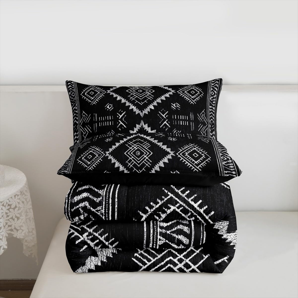jejeloiu Boho Western Comforter Set Queen Size Bohemian Southwestern Bedding Set for Kids Boys Girls Aztec Decor Duvet Quilt Country Bedroom Farmhouse 3 Pcs with 2 Pillow Cases
