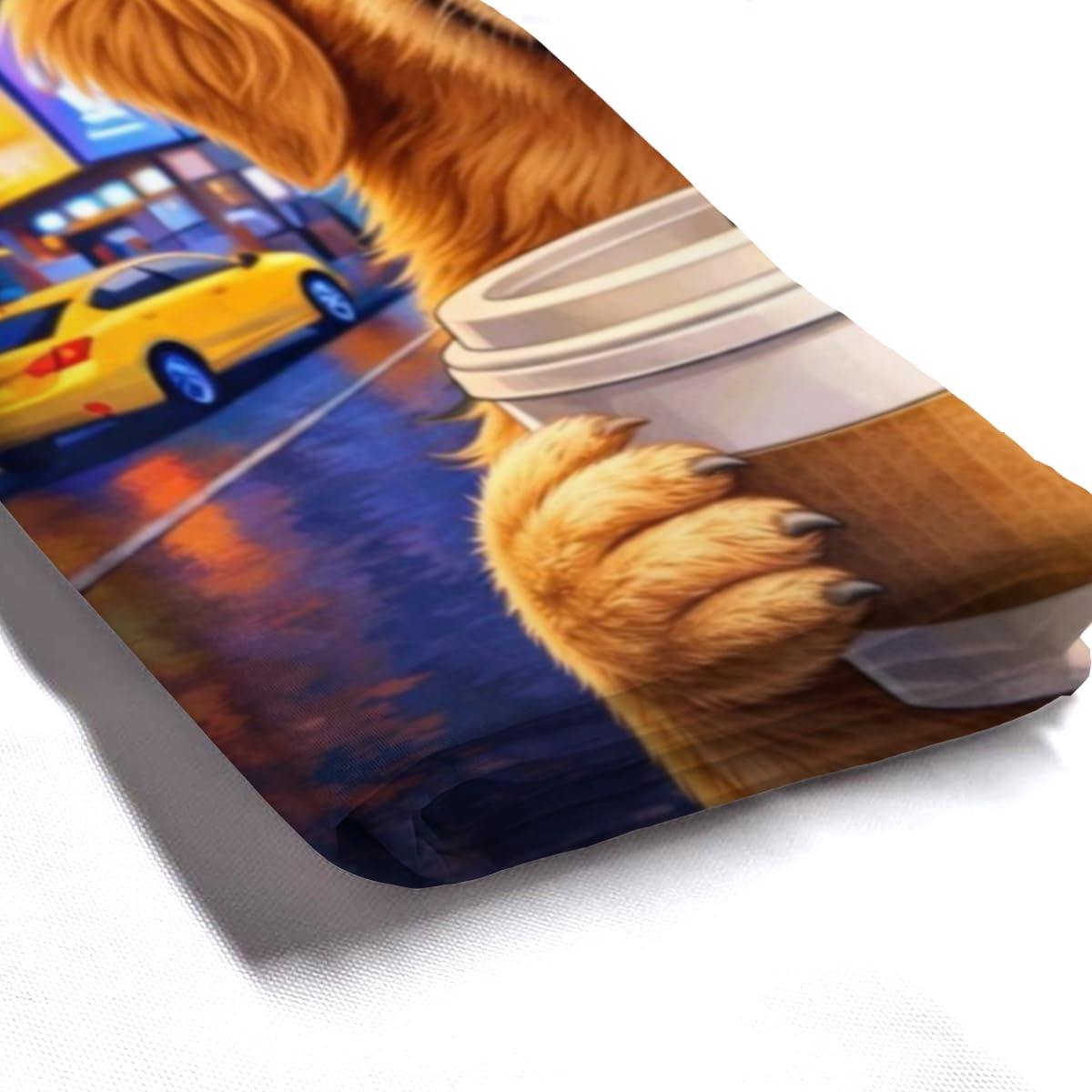 LFINKARTGOGO Golden Retriever City Shower Curtain 72x72 Inch with 12 Hooks Coffee Lover Bathroom Decor Urban Nightscape Waterproof Washable Polyester Bath Curtain