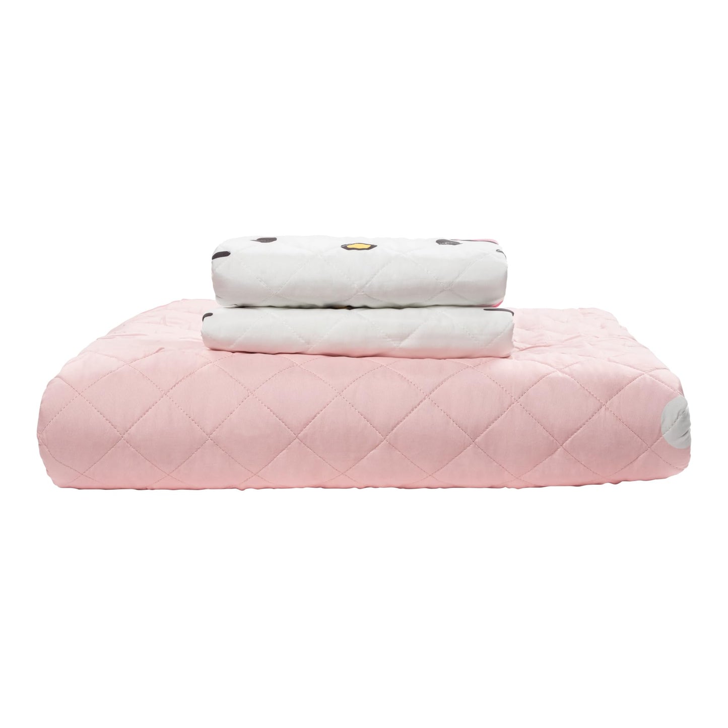 Jay Franco Sanrio Hello Kitty Pink Stripes & Hearts Full/Queen Quilt & Sham Set, 3-Piece Super Soft Cozy Quilted Bedspread Comforter, Fade Resistant Machine Washable (Official Sanrio Product)