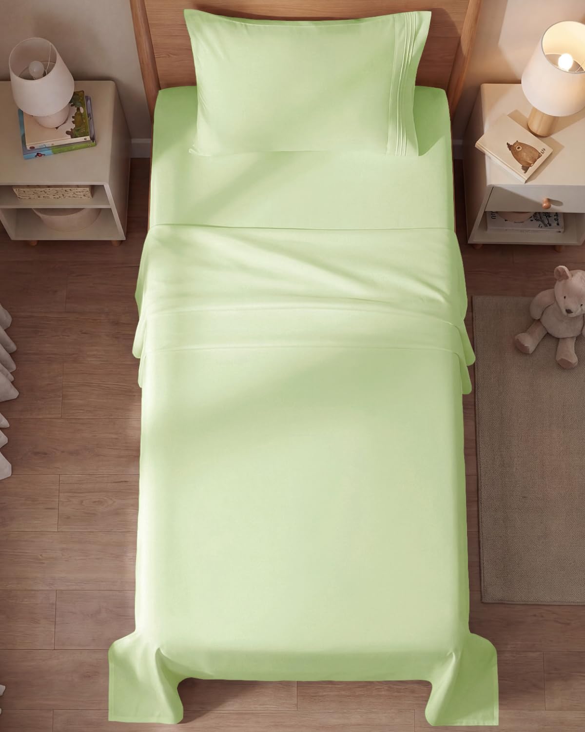 Twin Size 3 Piece Sheet Set - Comfy Breathable & Cooling Sheets - Hotel Luxury Bed Sheets for Women & Men - Deep Pockets, Easy-Fit, Soft & Wrinkle Free Sheets - Light Sage Green Oeko-Tex Bed Sheet Set