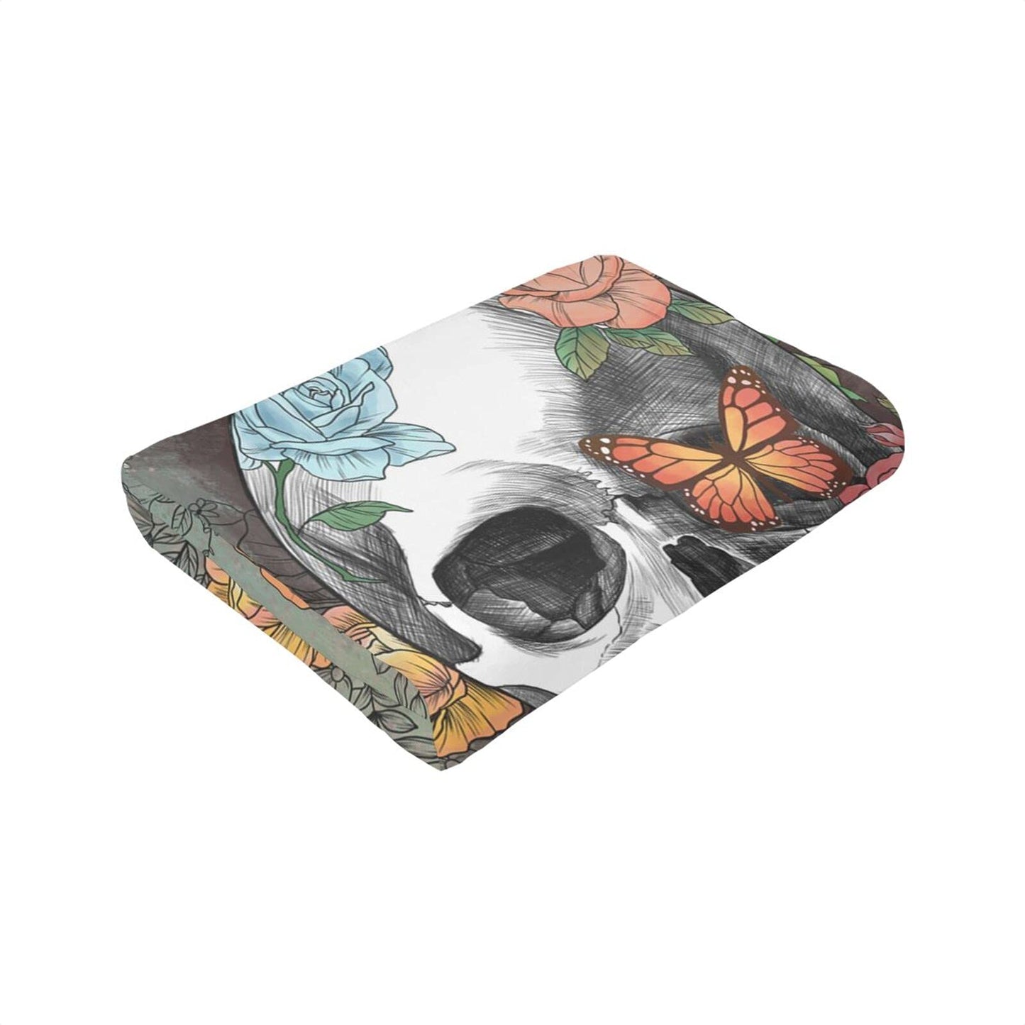 Majoug Flower Sugar Skull Throw Blanket Skulls Gifts for Women Warm Fleece Throw Bed Blankets Cozy Blanket Plush Blanket for Bedroom Living Sofa Car 50"x40"