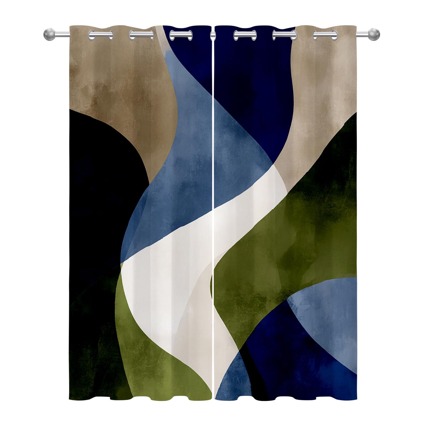 Solvivae Abstract Art Blackout Curtains for Bedroom Living Room, Modern Abstract Elegant Patterned Window Treatments, Room Darkening Thermal Insulated Grommet Drapes, 84 Inch Curtains 2 Panel Set