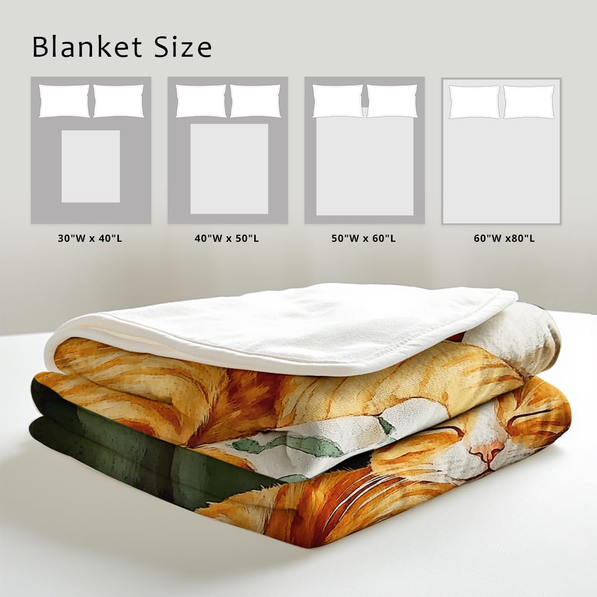 HUNXIAOJ Cat Print Throw Blanket Soft Bed Couch Throw Kitten Flannel Blanket Cozy Bedding Gifts for Cat Lovers (49"x59")