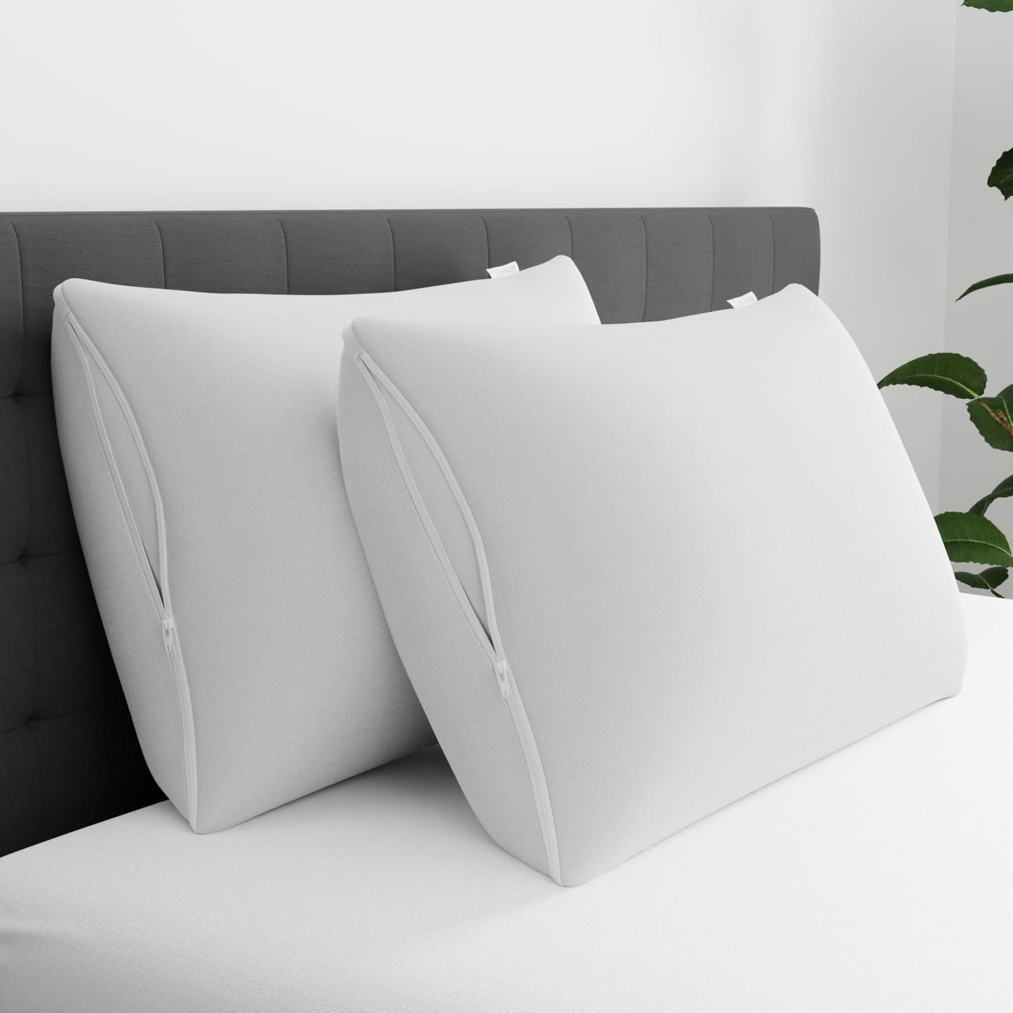 Set of 4 Standard/Queen AllerEase Pillow Protectors - Moisture Wicking, Advanced Allergy Protection - Premium Polyester, Zippered Protectors