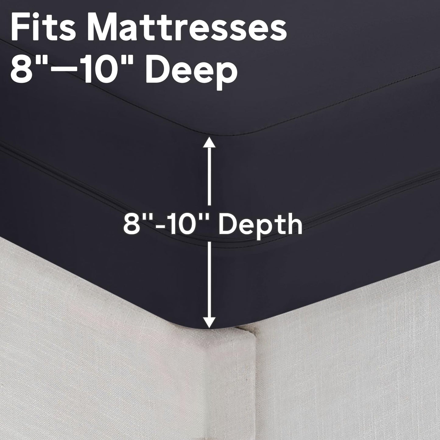 QUWOU Queen Mattress Protector(8’’-10” Depth) – Premium Six-Sided Waterproof Mattress Cover Bed Cover,Zippered Mattress Encasement for Bed, Noiseless Breathable Machine Washable,Black