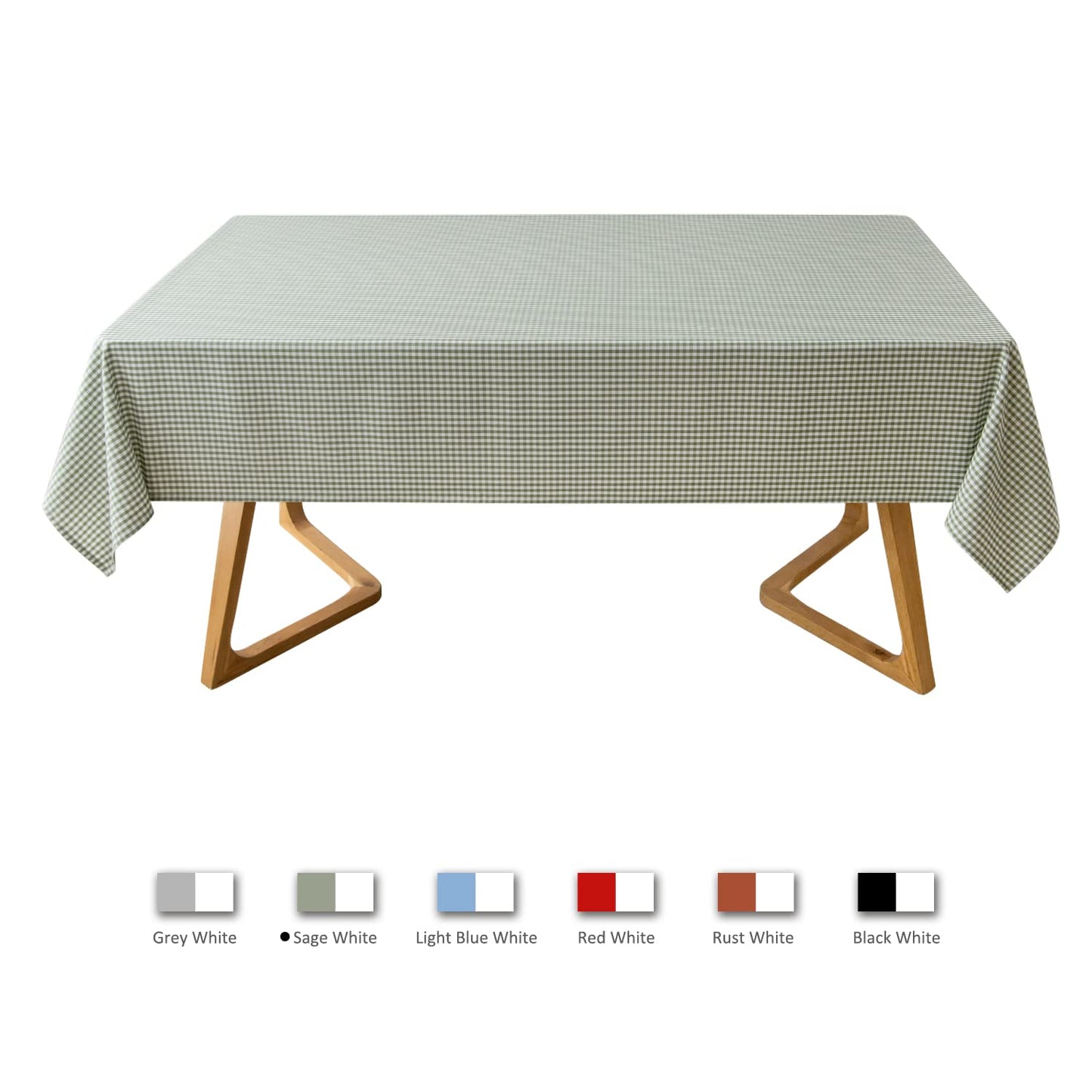 maxmill Rectangle Checkered Tablecloth Waterproof Spillproof Wrinkle Resistant Buffalo Plaid Heavy Weight Table Cloth Gingham Table Cover for Outdoor and Indoor Use, 52 x 70 Inch Sage White
