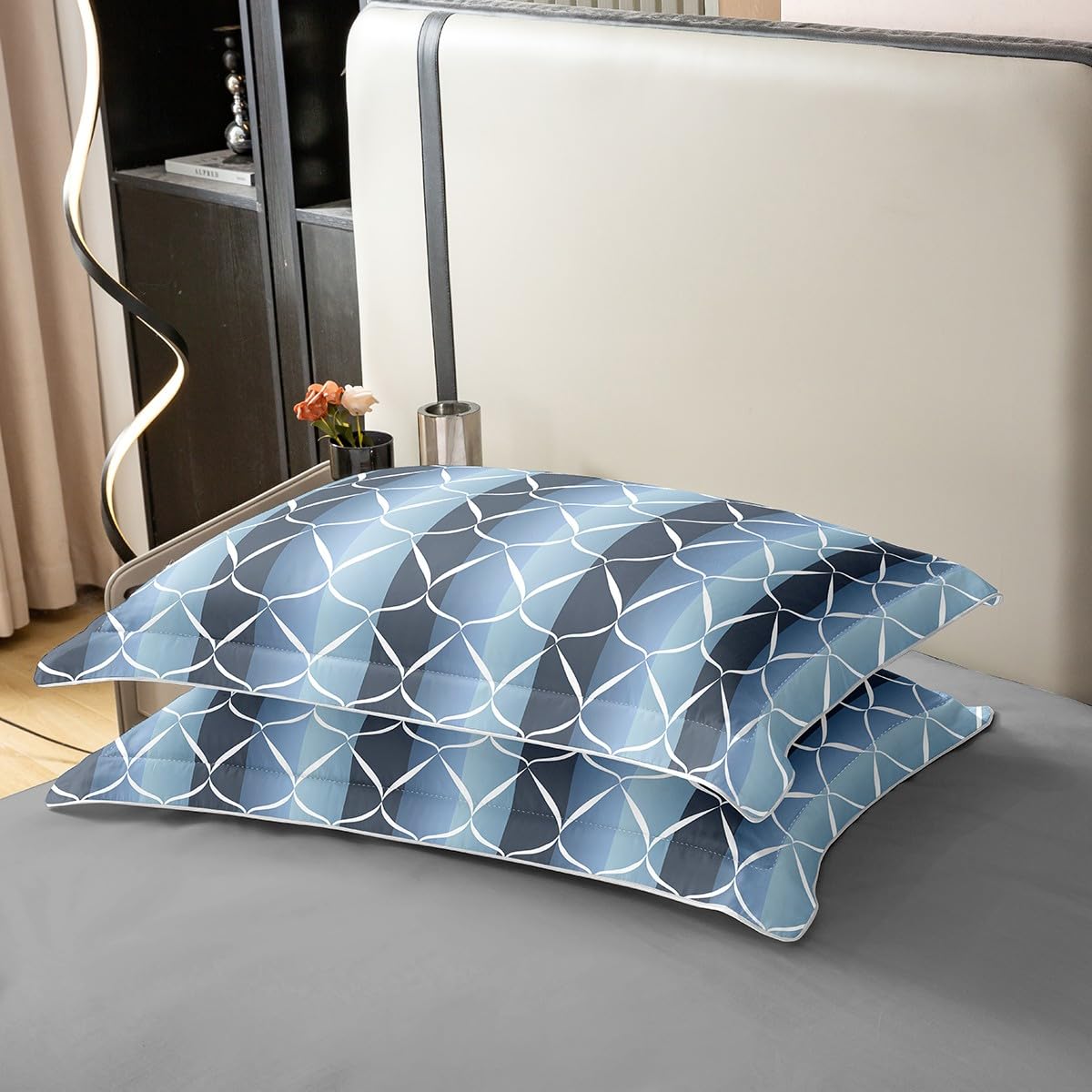 Erosebridal 100% Cotton Aegean Blue Abstarct Duvet Cover Queen for Adult Women Men Geometric Striped Comforter Cover for Minimalists Aesthetic Lines Bedding Set Contemporary Boho Modern Art Bed Set