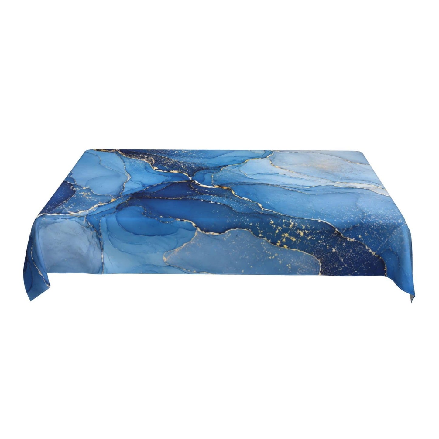 KUOAICY Abstract Blue Golden Marble Rectangle Tablecloths Table Cover Washable Tablecloth for Kitchen Dining Party 60 X 90 Inch