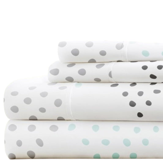 Linen Market 4 Piece Full Bedding Sheet Set (Light Gray Dots) - Sleep Better Than Ever with These Ultra-Soft & Cooling Bed Sheets for Your Full Size Bed - Deep Pocket Fits 16" Mattress