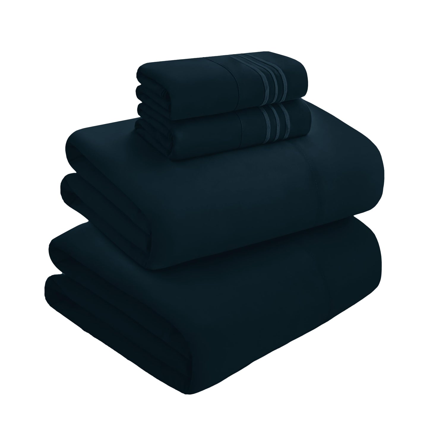 Mocassi Full Size 4-Piece Bed Sheet Set - 1800 Premium Hotel Quality Microfiber 18-24 Inches Extra Deep Pocket Fitted Sheet- Luxury Soft, Breathable, Wrinkle, and Fade Resistant, Black