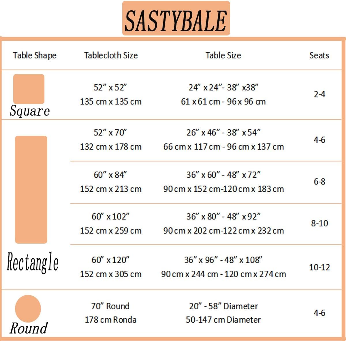 SASTYBALE Rectangle Tablecloth, Flax, 52"x70"
