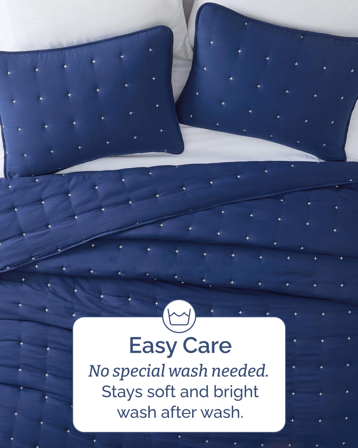 Quilts King Size - Bedspread for King Size - Lightweight Comforter Set - Quilt Bedding Set for All-Seasons - Ultra Soft, Breathable & Comfy - Summer Coverlet with 2 Pillow Shams - 106" x 96", Navy