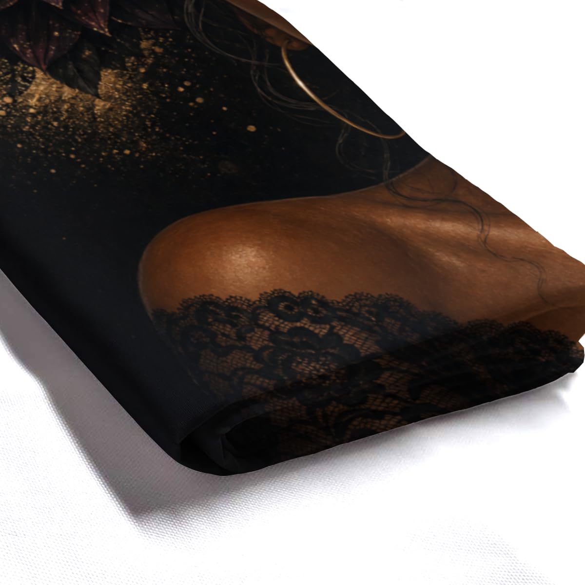 TopPacific Black Flower Crown Woman Shower Curtain 72x72 Inch Shower Curtain with 12 Hooks Polyester Woman Dark Flower Crown Black Background Bathroom Decor