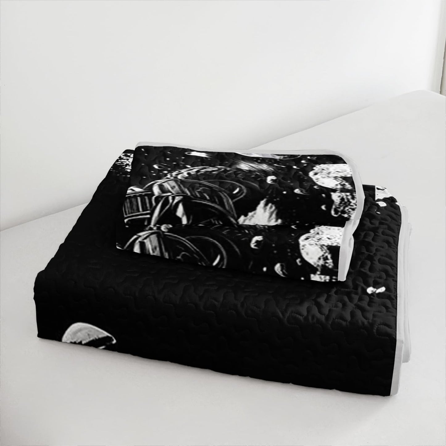XYNHML Cool Motocross Rider Quilts Bedding Twin 3Pcs Racing Dirt Bike Quilt Set Extreme Sports Racer Grid Lightweight Soft Bedspread Coverlet with 2 Pillowcases for Kid Boy Girl Teen Adult Bed Decor