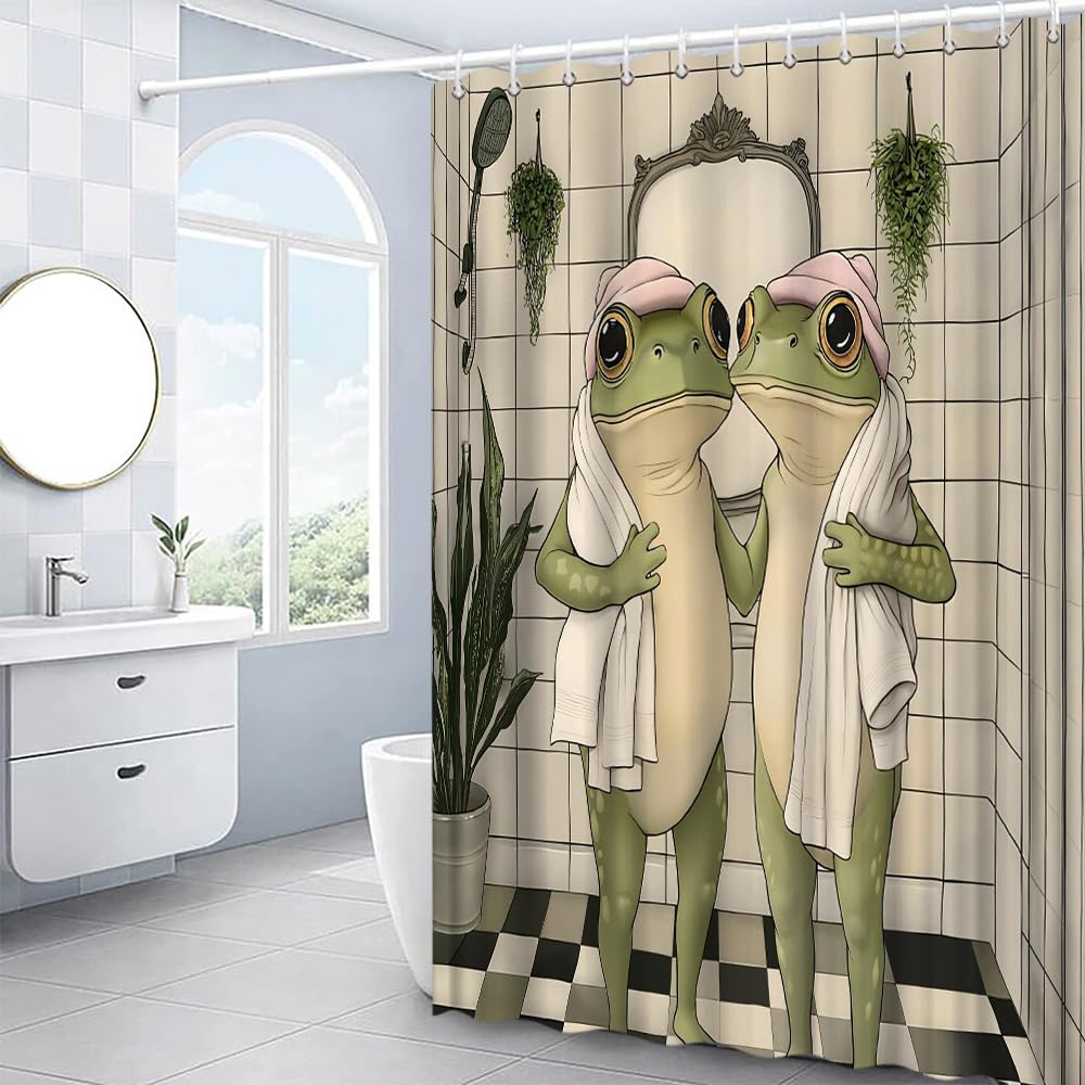 EUBTPA Funny Frog Polyester Shower Curtain 70X70 Inch