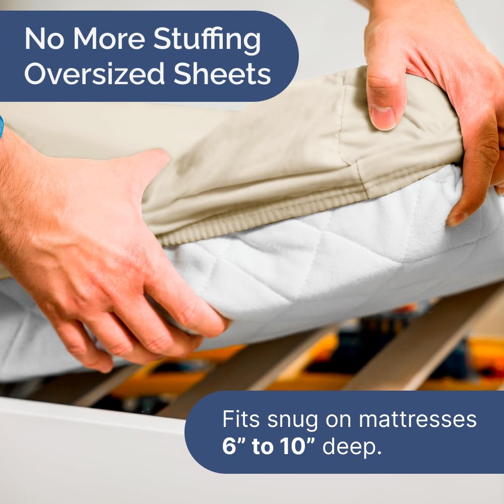 Cot Sheet Set 33” x 75” – 4 Piece Cot Size Twin Mattress Sheets – Ideal for Camper Bunk, RVs, Bunks, Day Care, Camping & Guest Beds - Fits 6” to 10” Mattress - Comfy, Breathable and Cooling - Wheat
